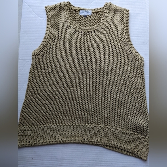 ALASKA BLUES GOLDEN BEIGE CROCHET KNIT VINTAGE* VEST CAMI TANK SIZE LARG… - Picture 12 of 12